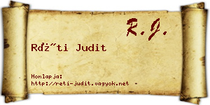 Réti Judit névjegykártya